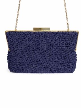 Vintage Jacobson's‎ Navy Blue Macrame Bag Chain Shoulder Bag Kiss Lock Closure